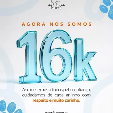 Hoje celebramos a confiança de 16 mil famílias que escolheram o PetCéu para homenagear seus anjinhos.   Obrigado por fazer parte da nossa história!💙